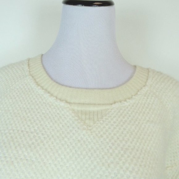 SEE By Chloe ivory textured ruffles crew neck back zip sweater i46 10.Italy